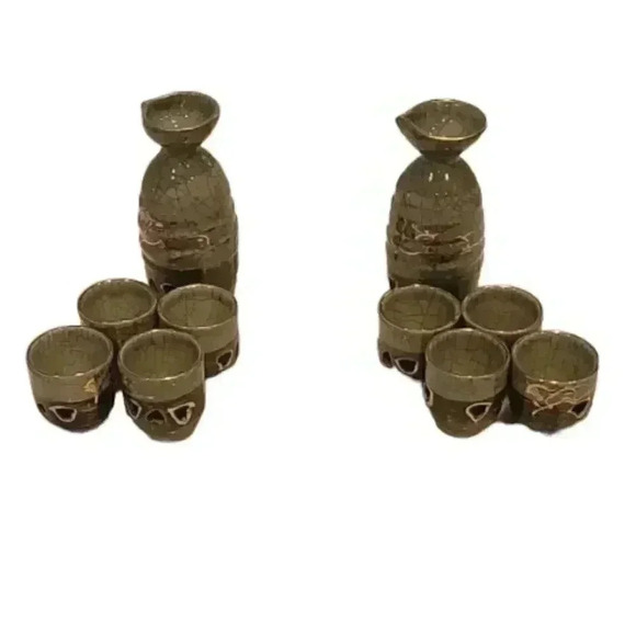 Vintage Japanese Somayaki set Vintage Soma Ware Suzuki Shoten Crackle Sa… - Picture 1 of 8